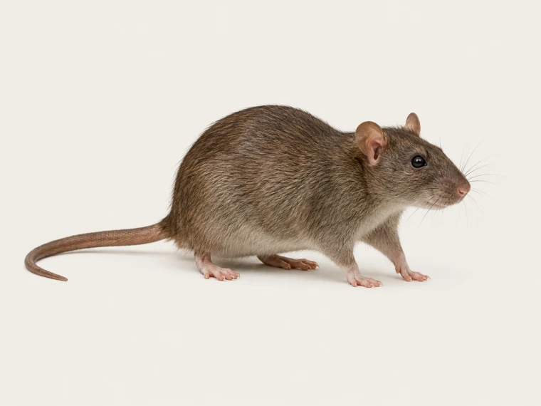 Wanderratte in seitlicher Studioansicht