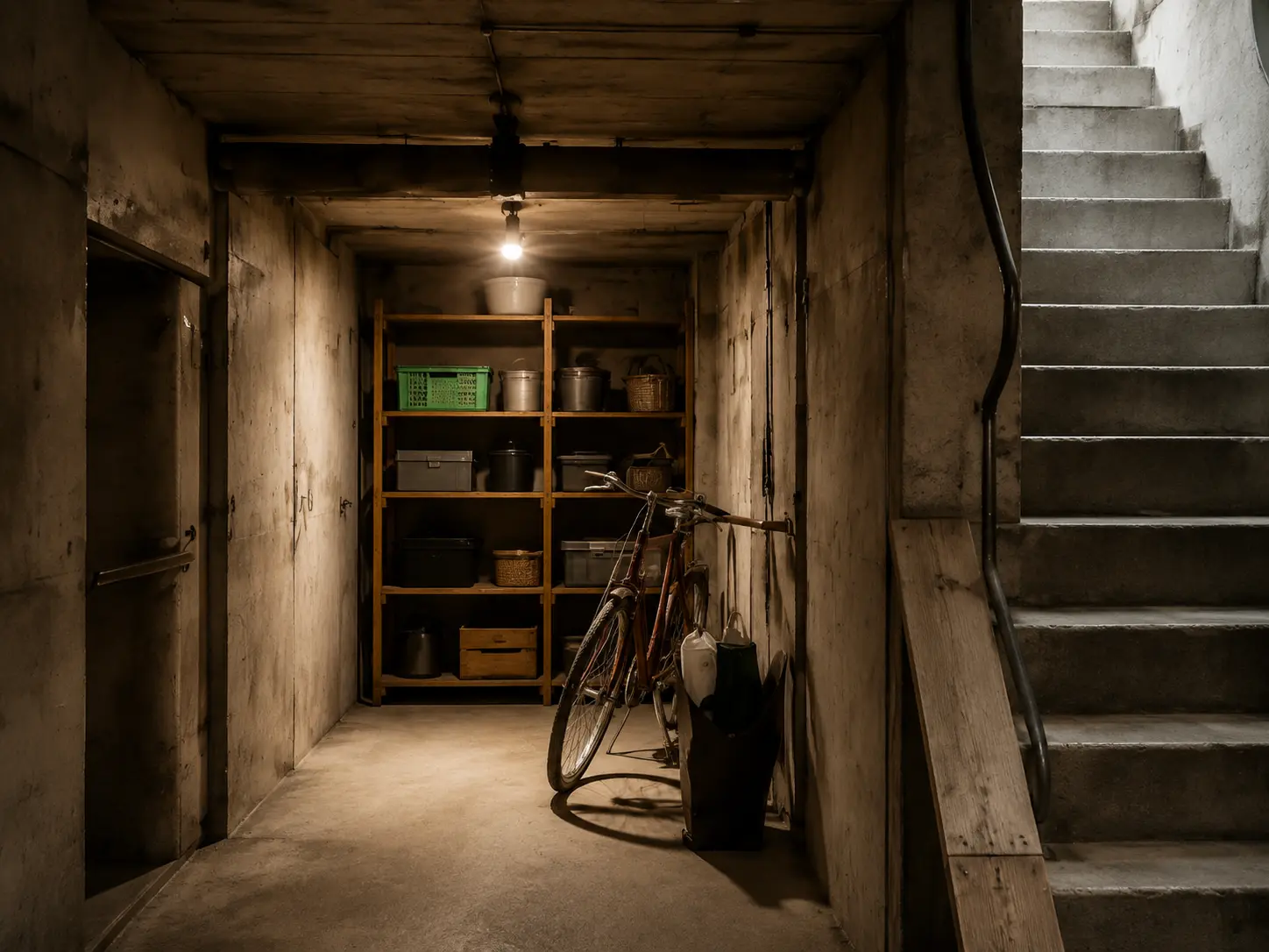 Keller mit Treppe und Lagerbereich als möglicher Schädlingszugang