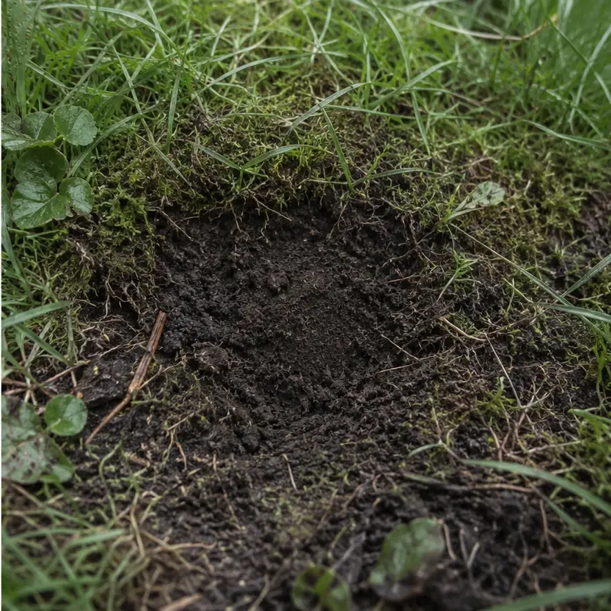 Am nächsten Morgen mit frischer Erde wieder geschlossener Gang
